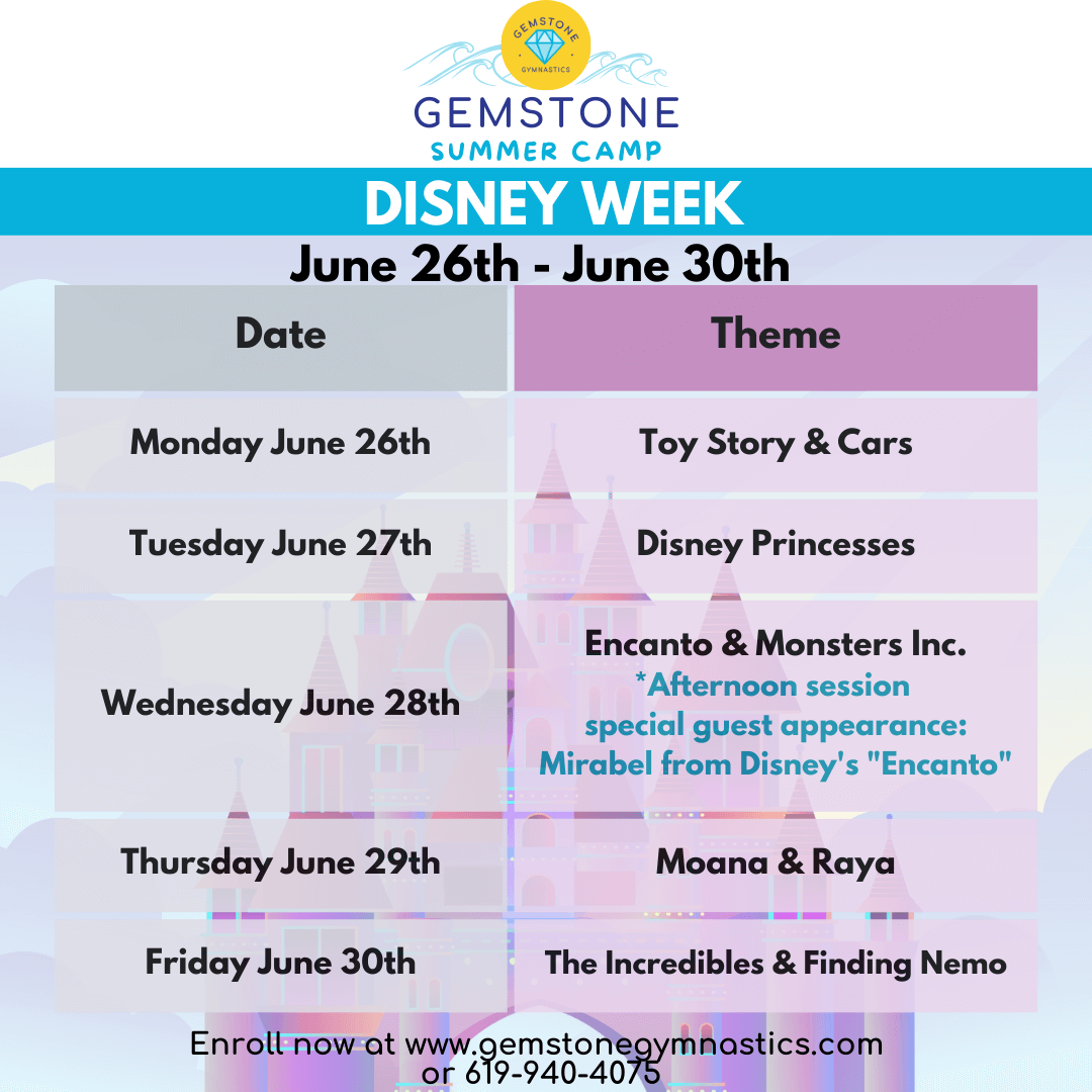 Disney Week Summer Camp Daily Themes