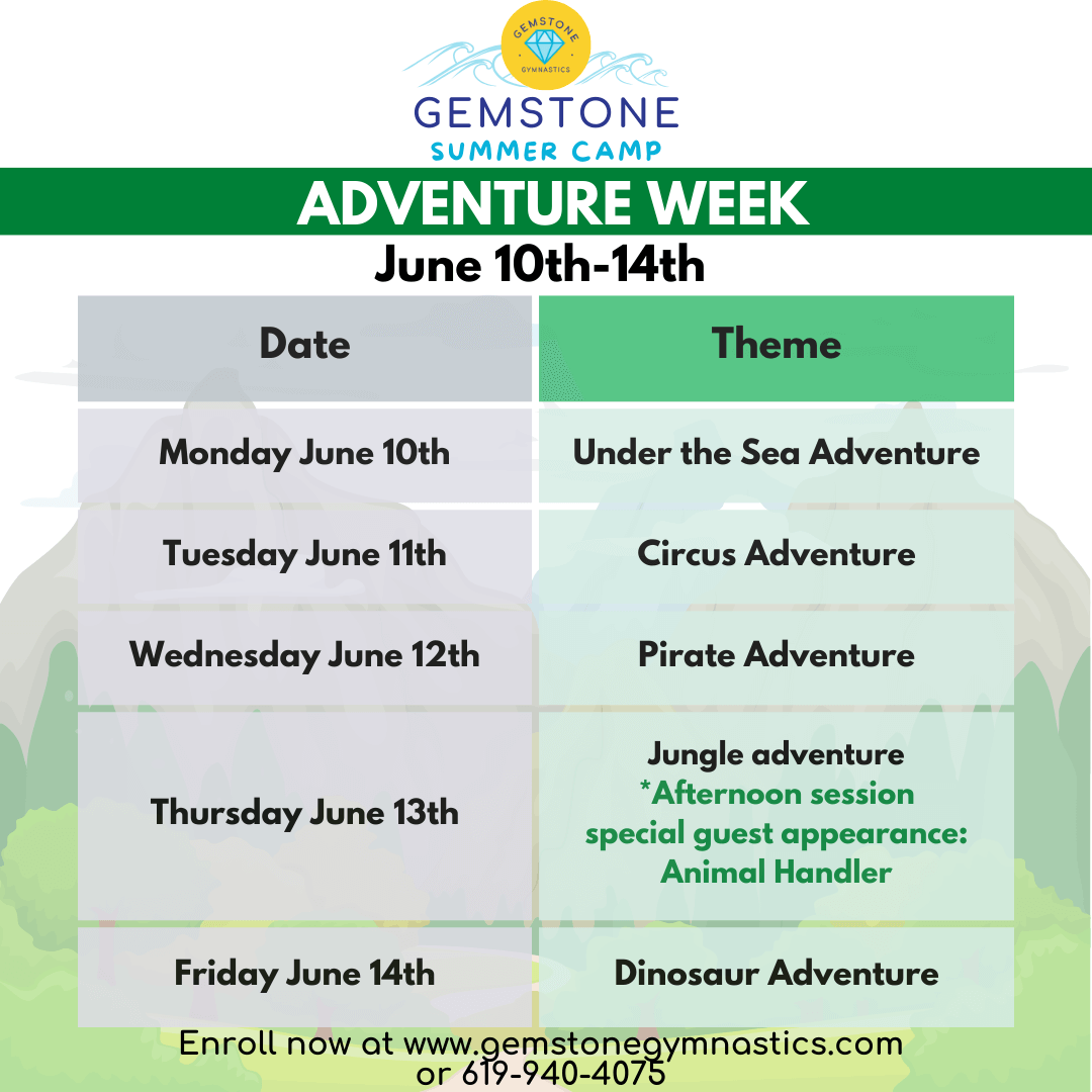 2024 Adventure Week Summer Camp Daily Themes