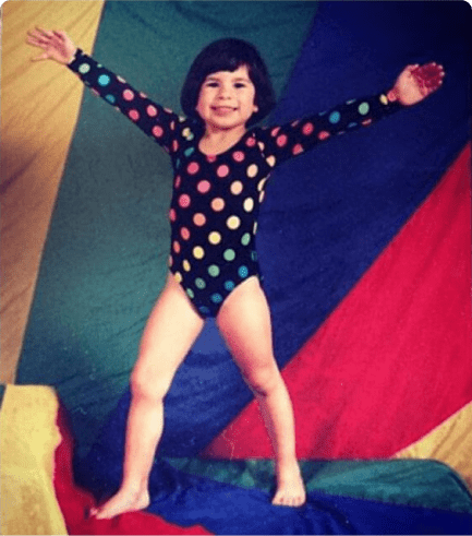 That’s me, enjoying gymnastics class in a very 90’s leotard!